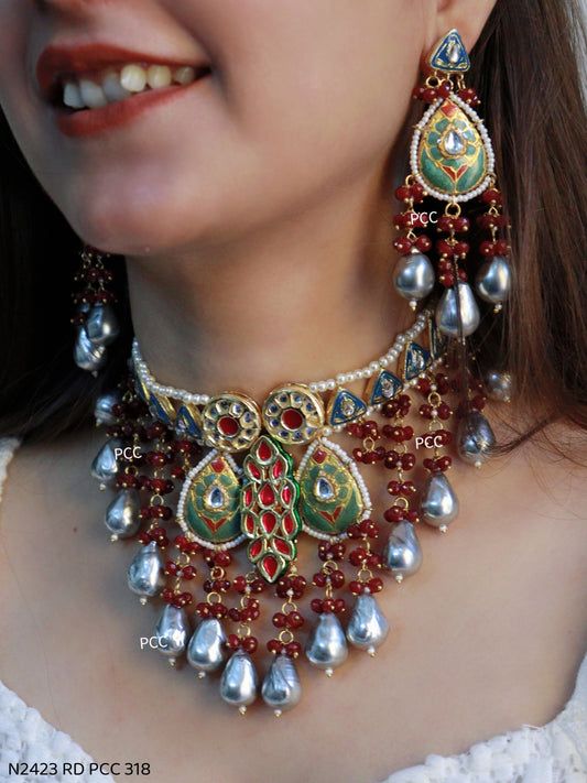 Polki Necklace sets with Earrings.