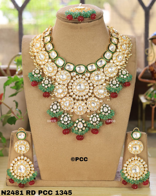 Vintage Polki bridal Necklace set with Earrings.