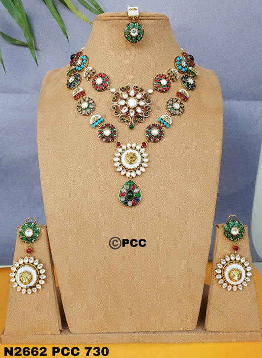Necklace set with earrings epitomizes timeless beauty.