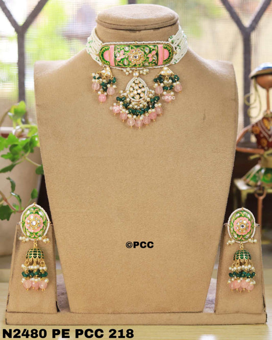 Opulent Choker Necklace with Earring set
