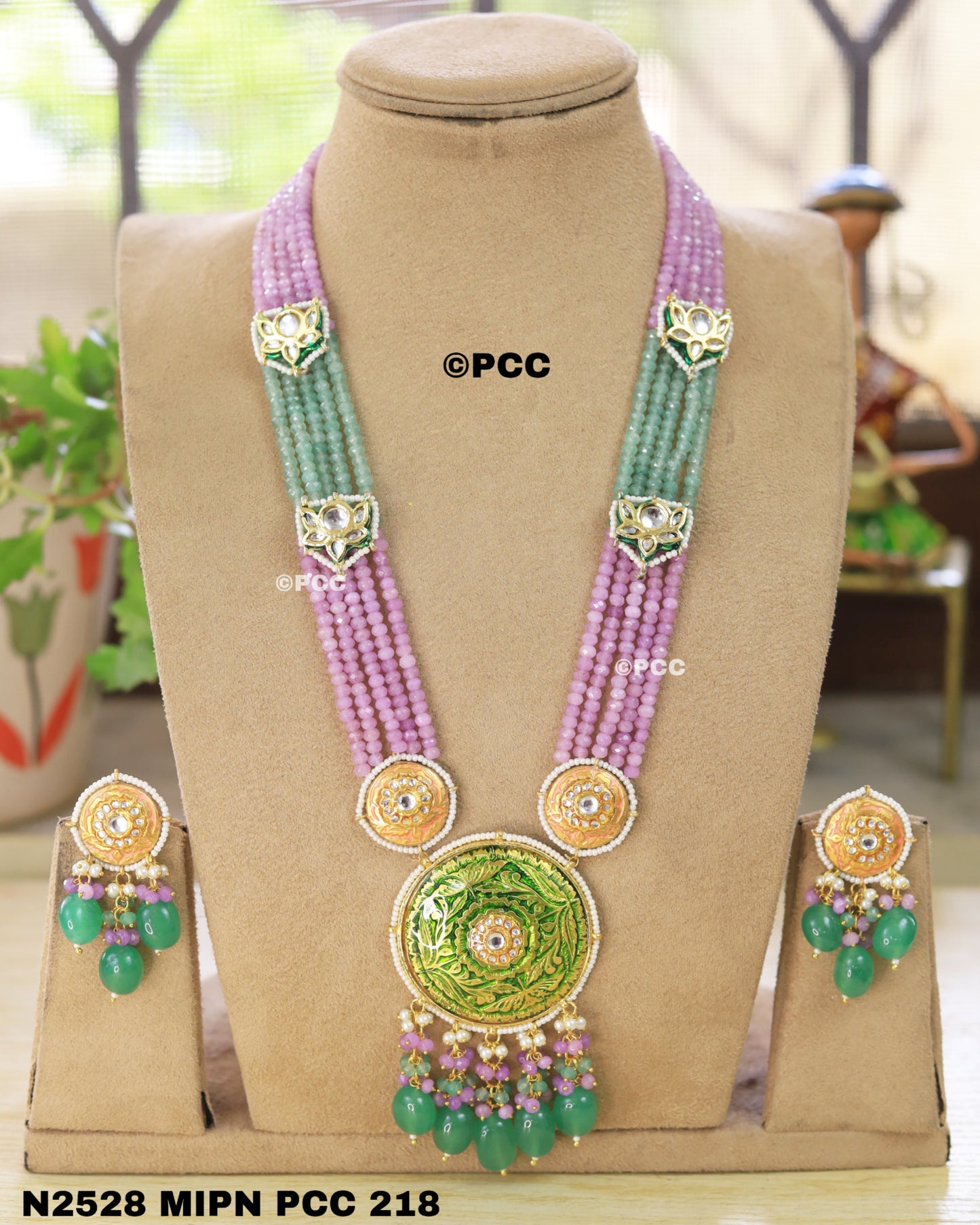 Handmade Meenakari Long  Necklace and Earring Set