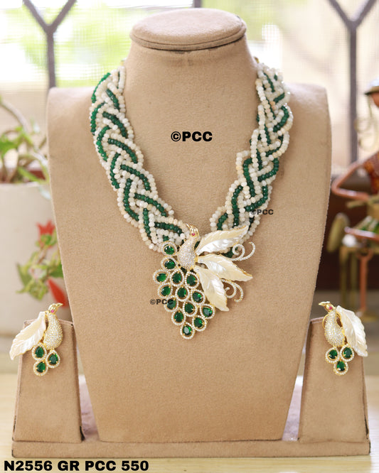 Gold Plated Designer Peacock's  (MOP) Necklace Set