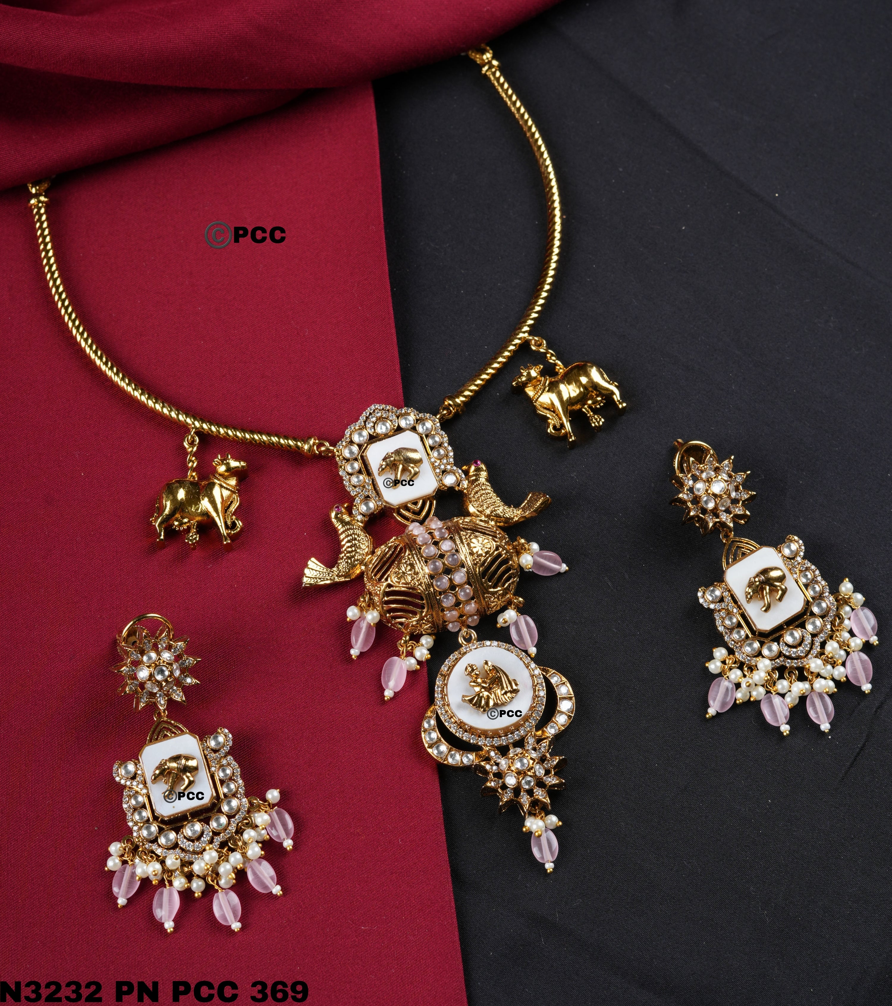 Raagini Animal Motif Polki Fusion Necklace Set