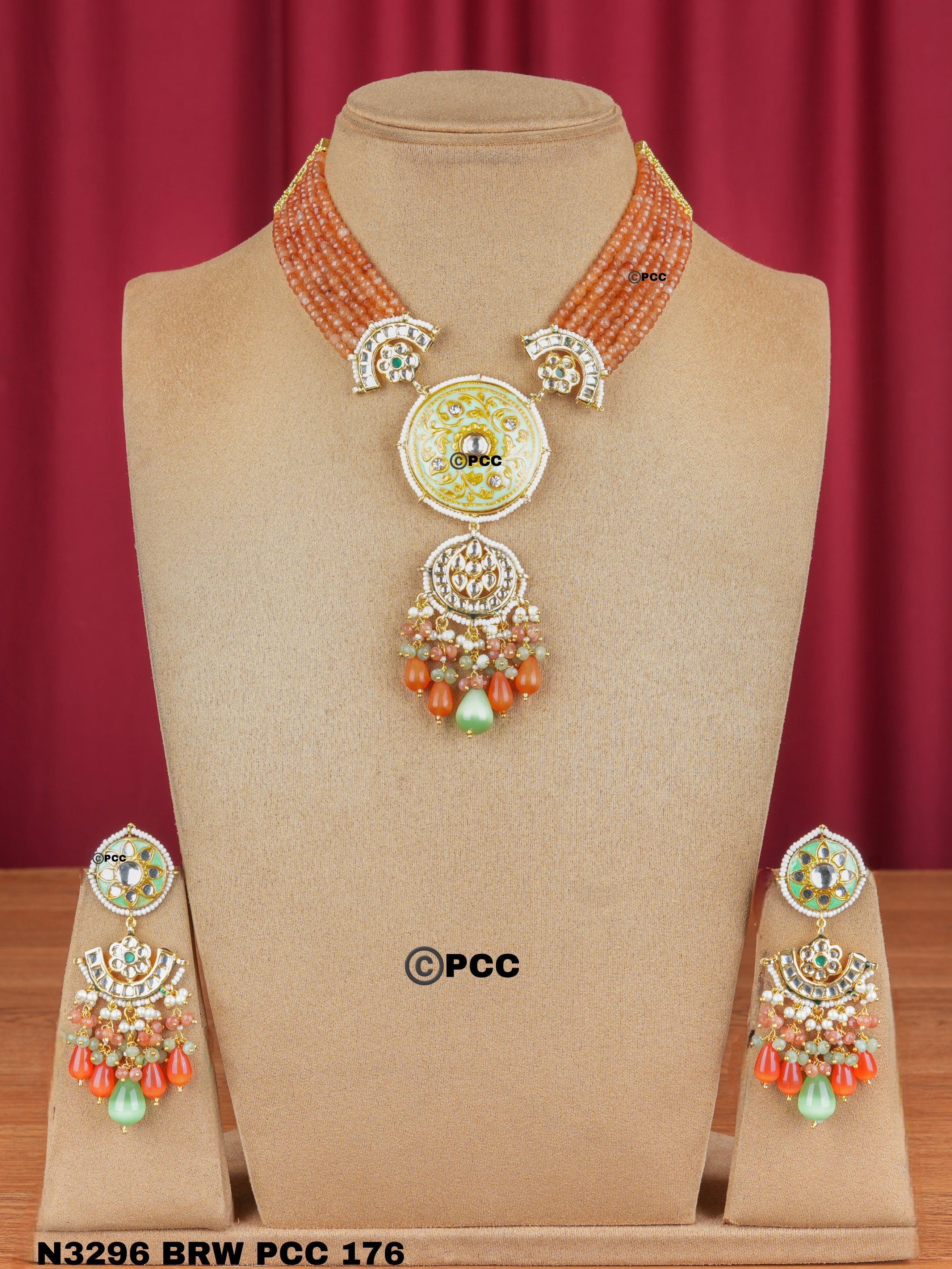 Cascade Royale Meenakari Kundan Necklace Set