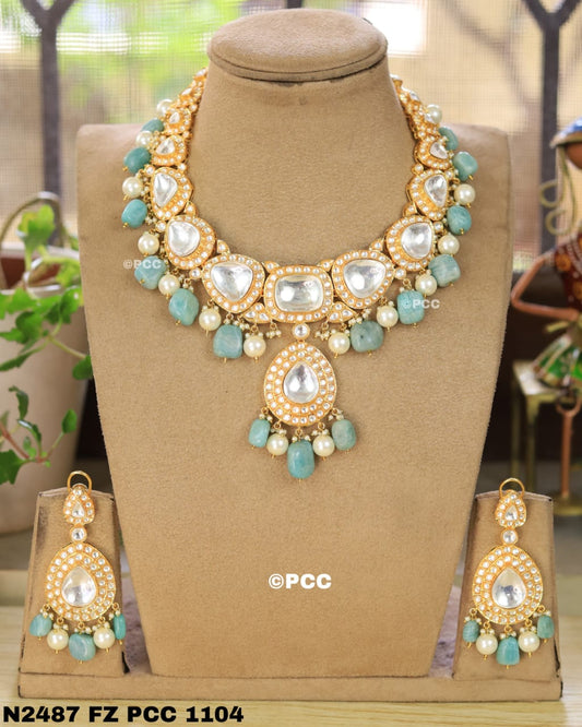 Uncut Polki Necklace set with Earrings.