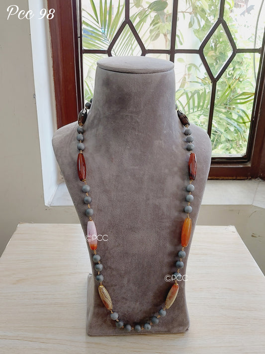 Natural Gemstone Beads Mala Necklace