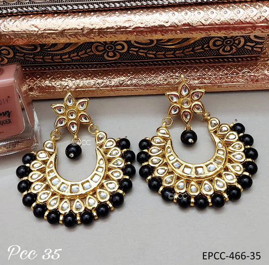 Polki Kundan Hoop Chandbali Earrings for women