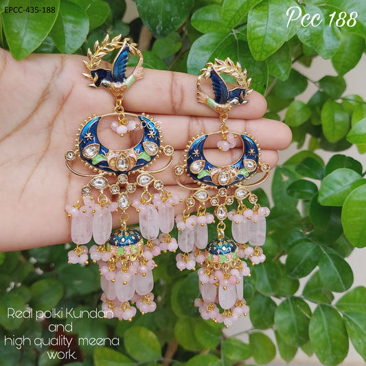 Flying Bird Meenakari Jhumka Earrings Jewelry