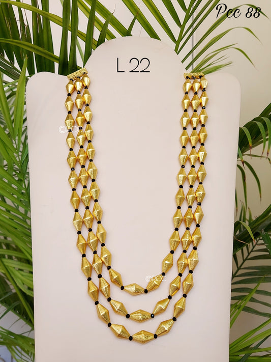 Marquise Gold Plated Brass Beads Necklace