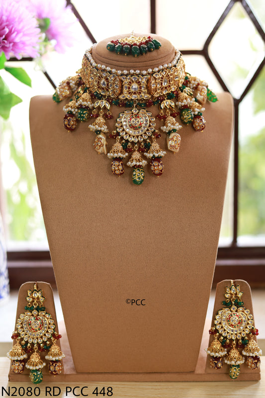 Handmade Kundan Bridal Necklace Set Traditional Rajasthani Bridal Jewelry