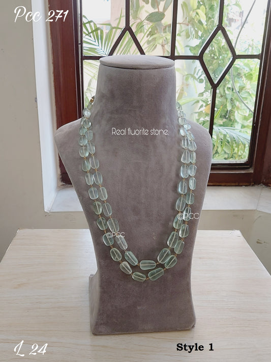 Natural Fluorite Gemstone Mala Necklace