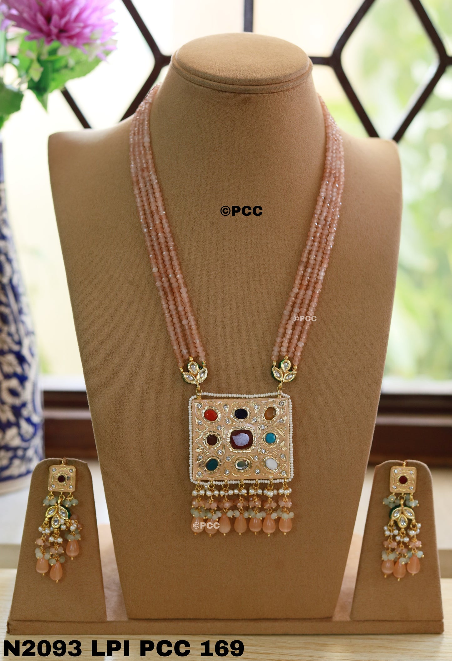 Handmade Kundan Necklace Set Mala Style jewelry