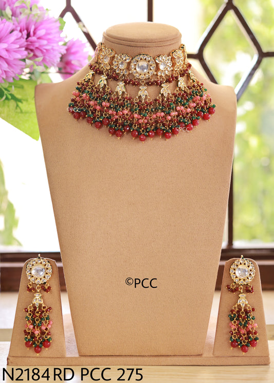Bridal Kundan Necklace Handmade Rajasthani Jewelry Set