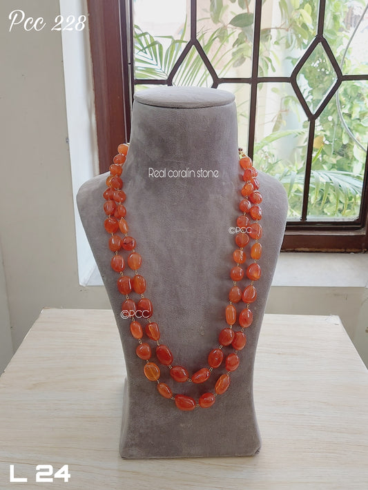 Two Layered Tumble Beads Mala Necklace