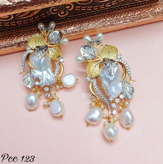 Two Tone Antique Pearl Earrings