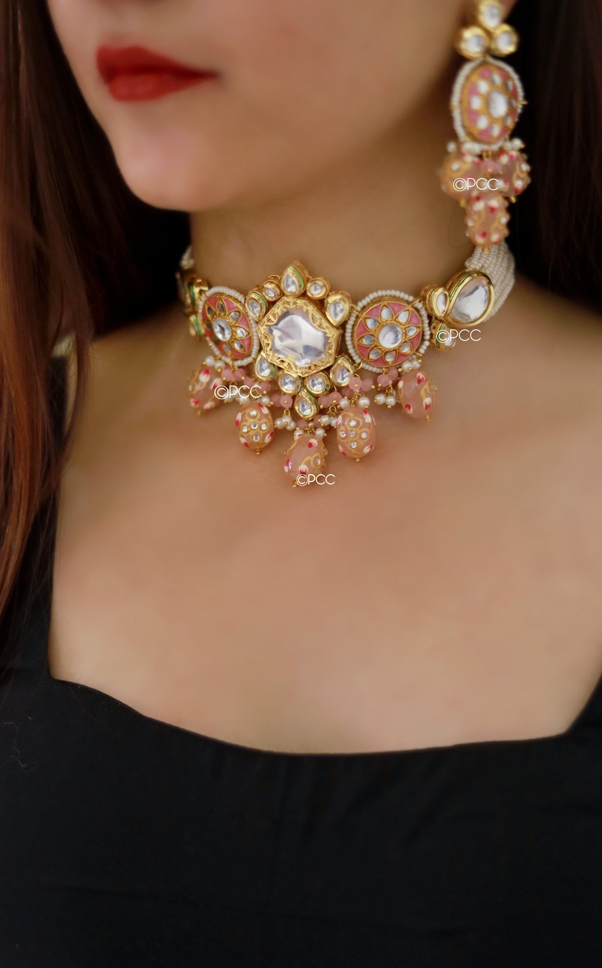 Kundan Choker Necklace Set- Pinkcity Craft