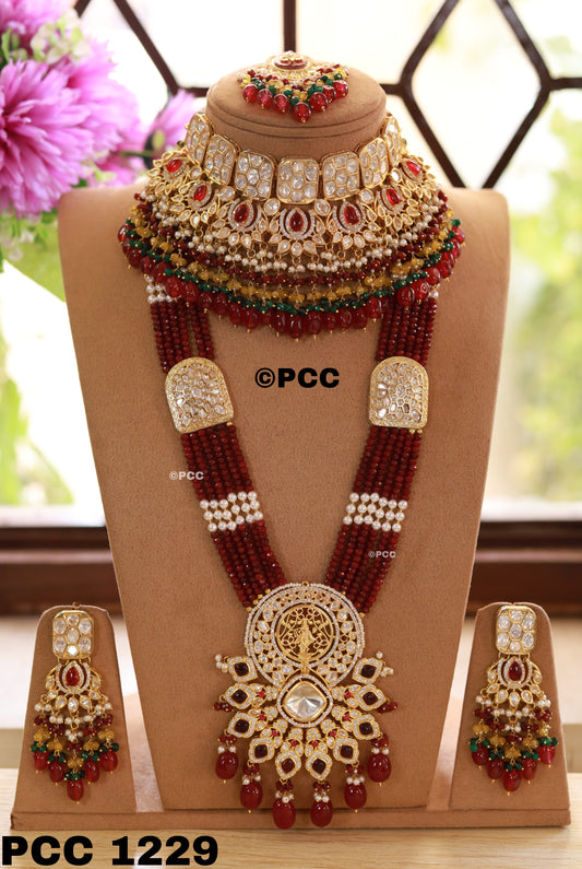 Meenakari Bridal Combo Set with earrings & tikka