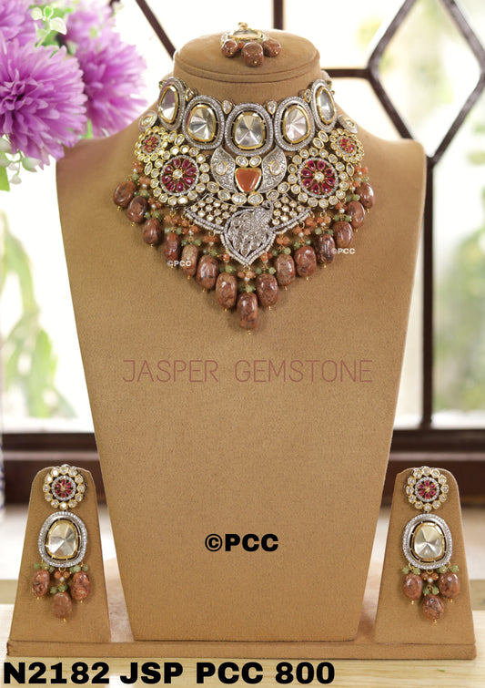 Handmade Polki Kundan Rajathani Necklace Set