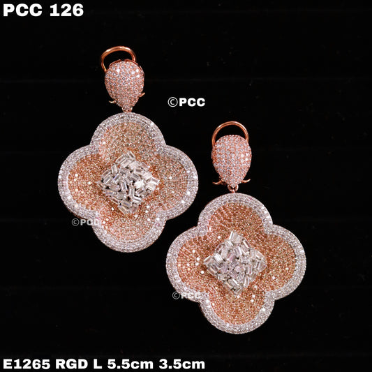 Cz Classic Earring With Rose Gold Plating