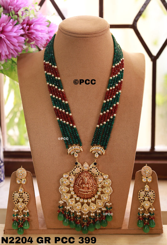 Handmade Kundan Meena Multistrand Necklace Set