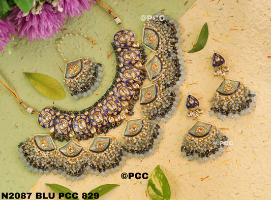 Royal Heritage Kundan Necklace, Earrings & Tika Set for bride |women | girls