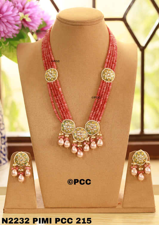 Handmade Kundan Mala Style Necklace Set With Earrings
