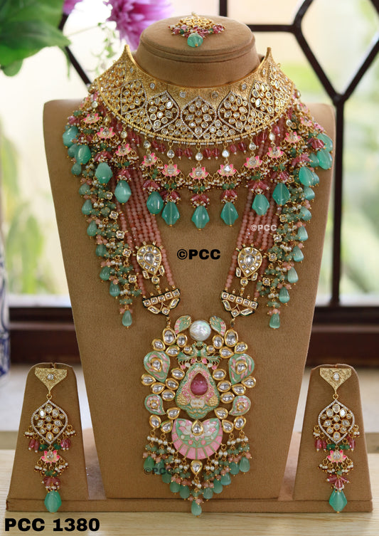 Designer Kundan Necklace Set with earrings & tikka