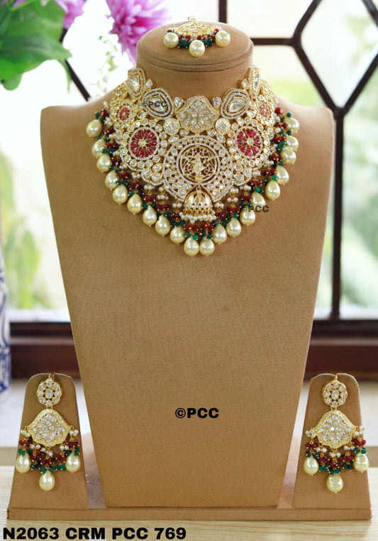 Heavy Bridal Necklace with Earrings & Tika Set.