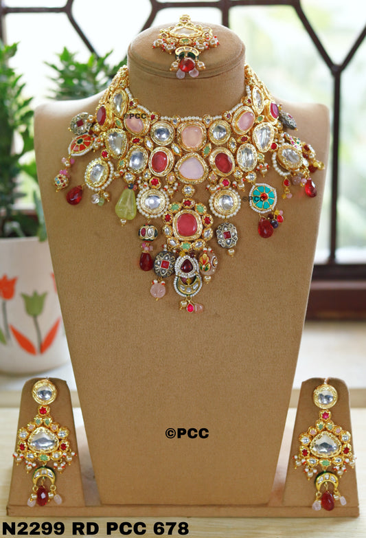 Kundan Necklace Set Handmade Rajasthani Traditional Jewelry