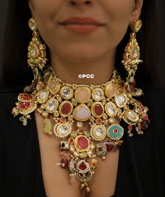 Kundan Necklace Set Handmade Rajasthani Traditional Jewelry