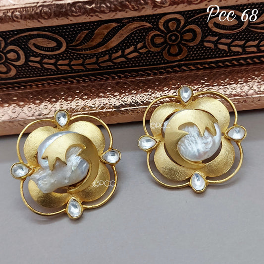 Antique Baroque Pearl Stud Earrings for Women