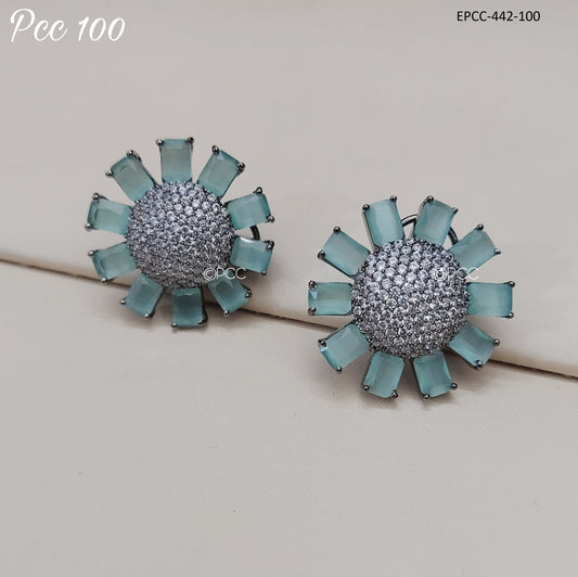 Sunflower Cubic Zirconia Stud Earrings for Women