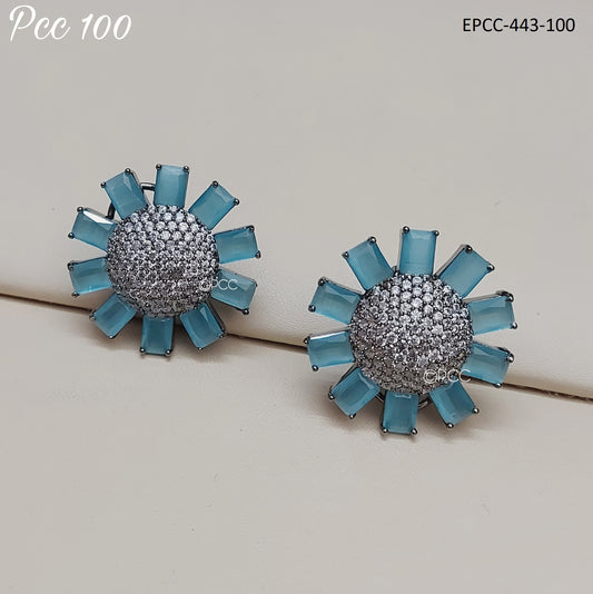 Sunflower Cubic Zirconia Stud Earrings for Women