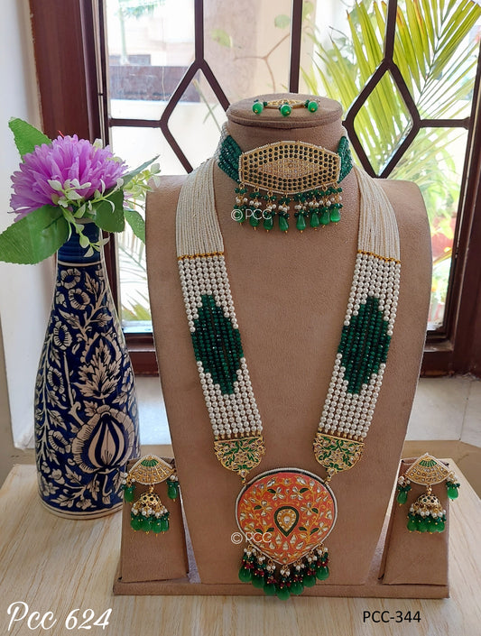 Rajputi Style Choker Necklace Set Bridal Combo
