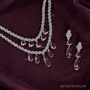 CUBIC ZIRCONIA STONE NECKLACE WITH EARRINGS