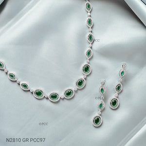 CUBIC ZIRCONIA STONE NECKLACE WITH EARRINGS