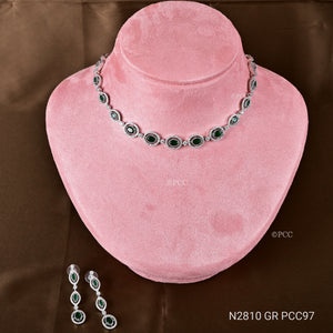 CUBIC ZIRCONIA STONE NECKLACE WITH EARRINGS