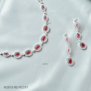 CUBIC ZIRCONIA STONE NECKLACE WITH EARRINGS