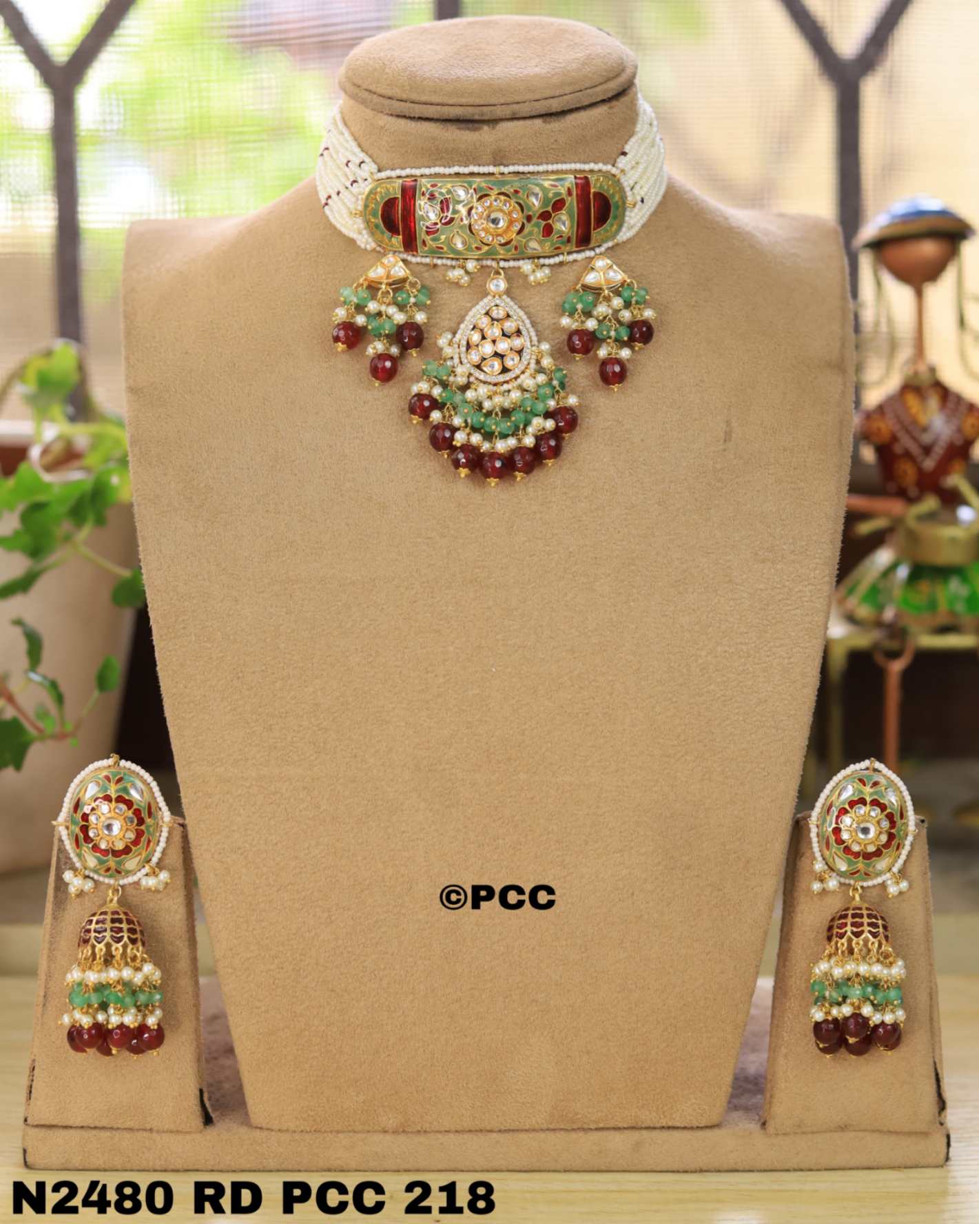 Opulent Choker Necklace with Earring set