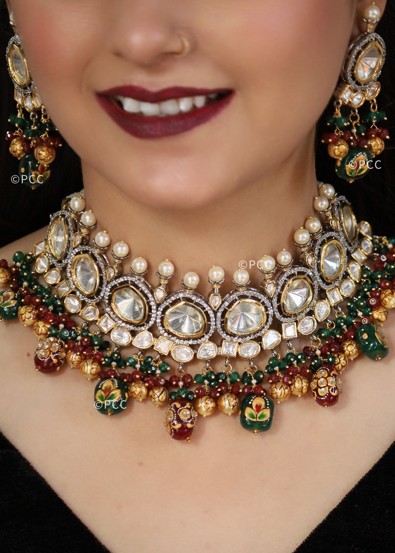 Handmade Polki Kundan Rajasthani Necklace Set