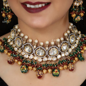 Handmade Polki Kundan Rajasthani Necklace Set