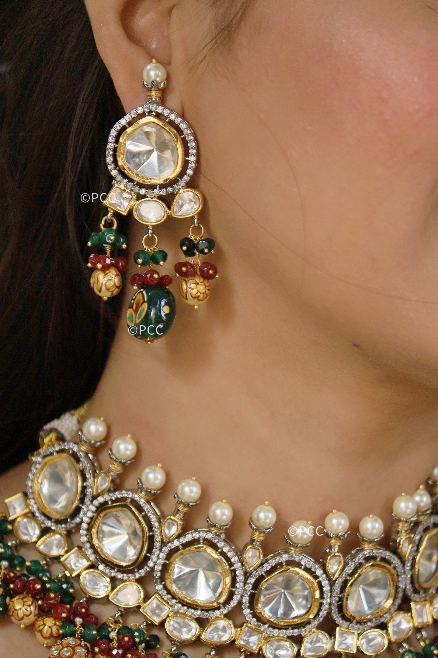 Handmade Polki Kundan Rajasthani Necklace Set