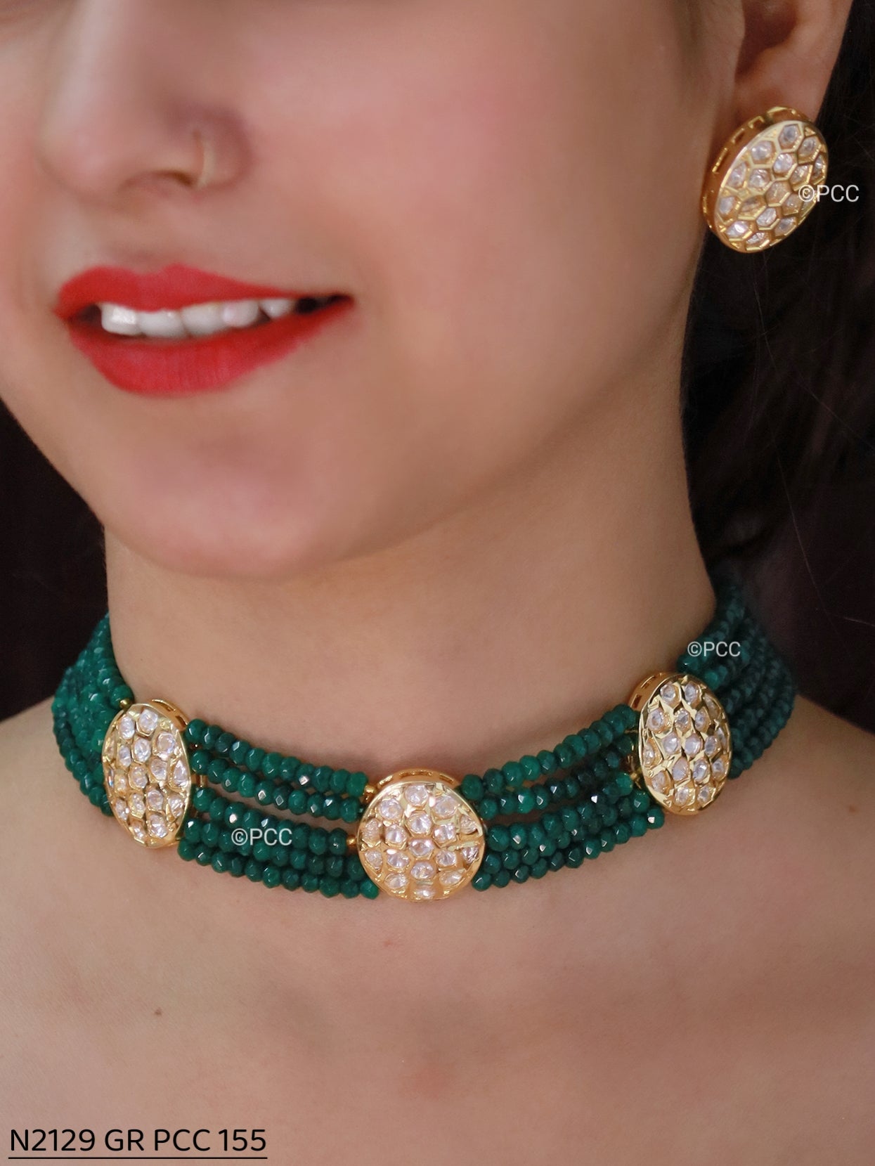 Kundan Choker Necklace Set Handmade Jewelry