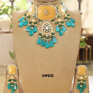 Enigmatic Brilliance Polki Necklace set With  Earrings