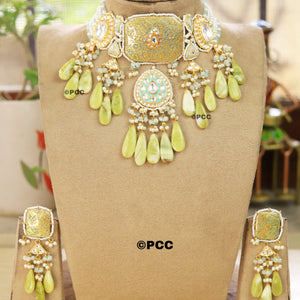 Enigmatic Brilliance Polki Necklace set With  Earrings