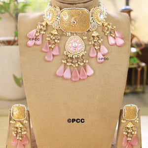 Enigmatic Brilliance Polki Necklace set With  Earrings