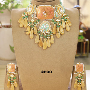 Enigmatic Brilliance Polki Necklace set With  Earrings