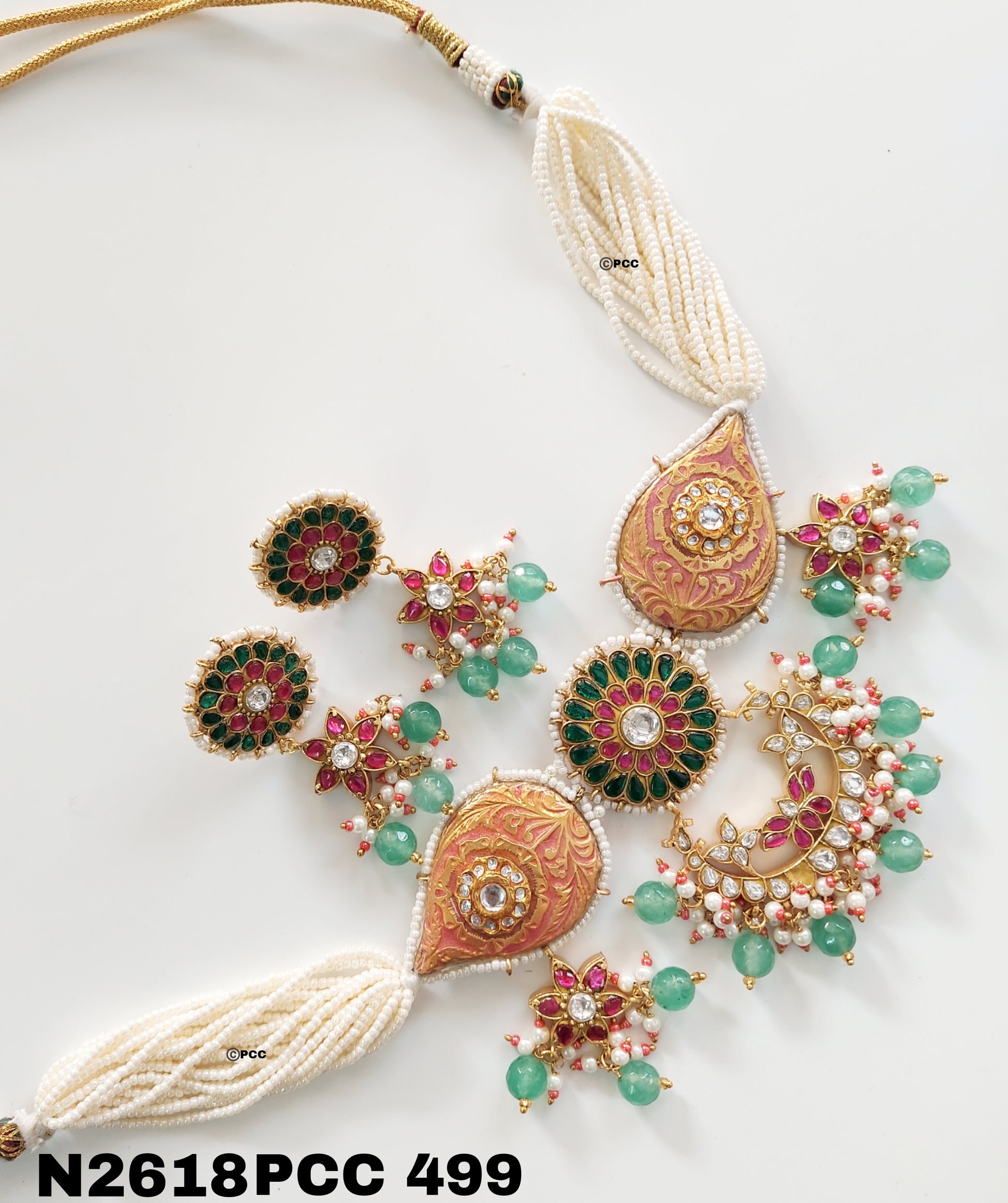 Jadau  Polki Imitation Necklace with Earrings