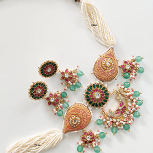 Jadau  Polki Imitation Necklace with Earrings