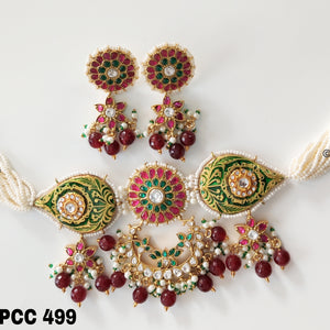 Jadau  Polki Imitation Necklace with Earrings